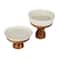 Hello Honey® 5.75" White & Natural Acacia Wood Enhanced Stoneware Serving Set